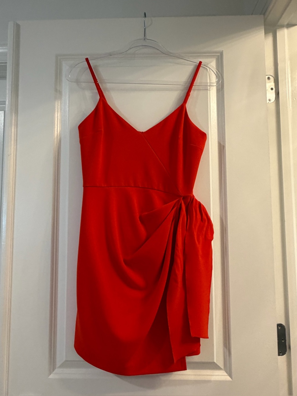French Connection Red Draped Spaghetti-Strap Mini Dress